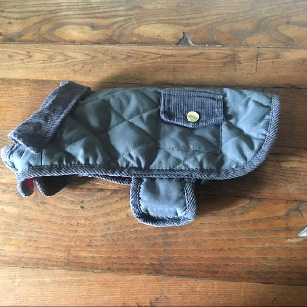 Celery Sage Green Corduroy Dog Cream Teddy Lining Warm Winter Jacket Vest Small